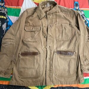 Duluth Trading Co. Canvas Jacket With Husky Pockets. Color Tan Size Large.